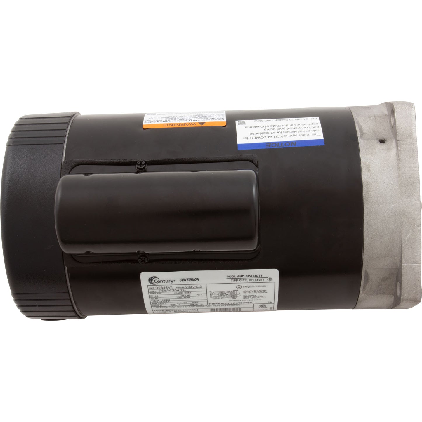 Motor Century, 1,0 hp, 115 V/230 V, 1 velocidad, 56 Yfr, SQFL