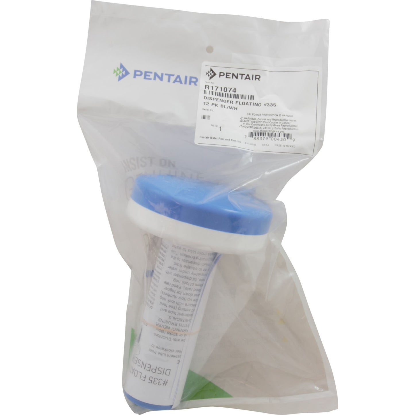 Dispensador de tabletas, Rainbow 335, tabletas de 1", flotantes, color azul