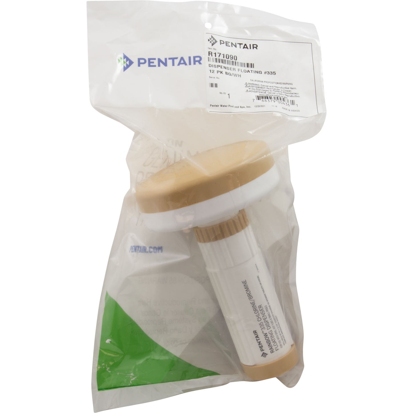 Dispensador de tabletas, Rainbow 335, tabletas de 1", flotantes, color tostado