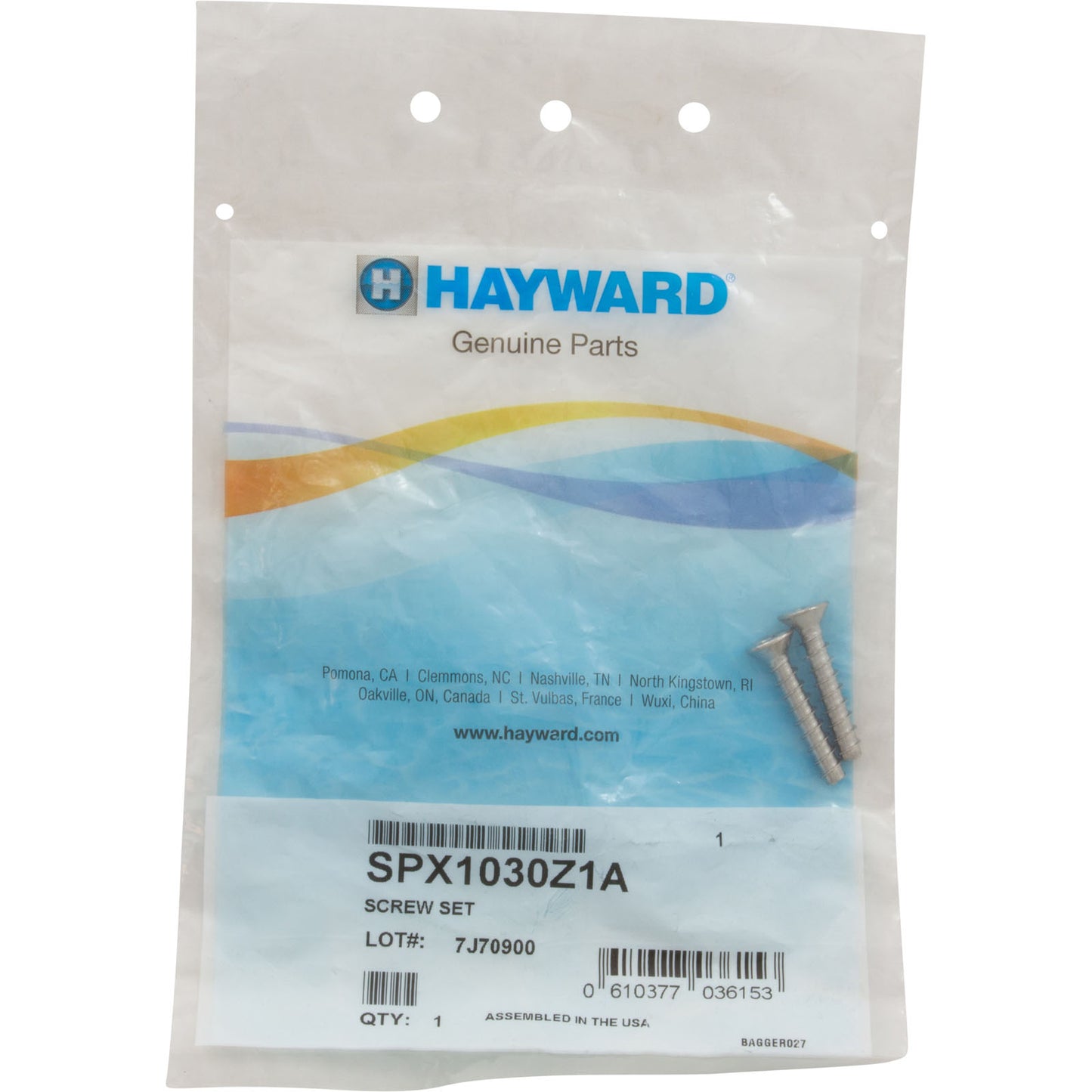 Screw, Hayward WG1051AV Sump/Frame, Quantity 2