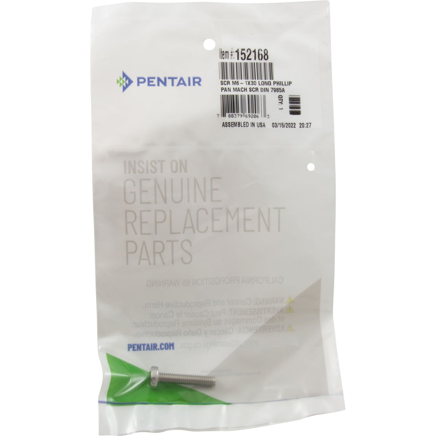 Bolt, Pentair PacFab 1-1/2" and 2" Top/Side Mount Valve