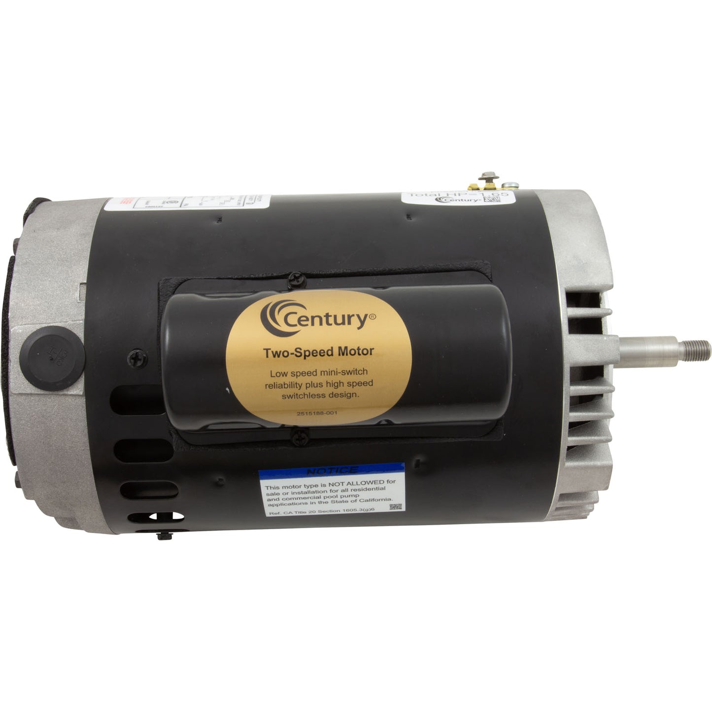 Motor, Century, 1.5hp, 2-Spd, 115v, 56JFr, C-Face, Full Rated, Thd