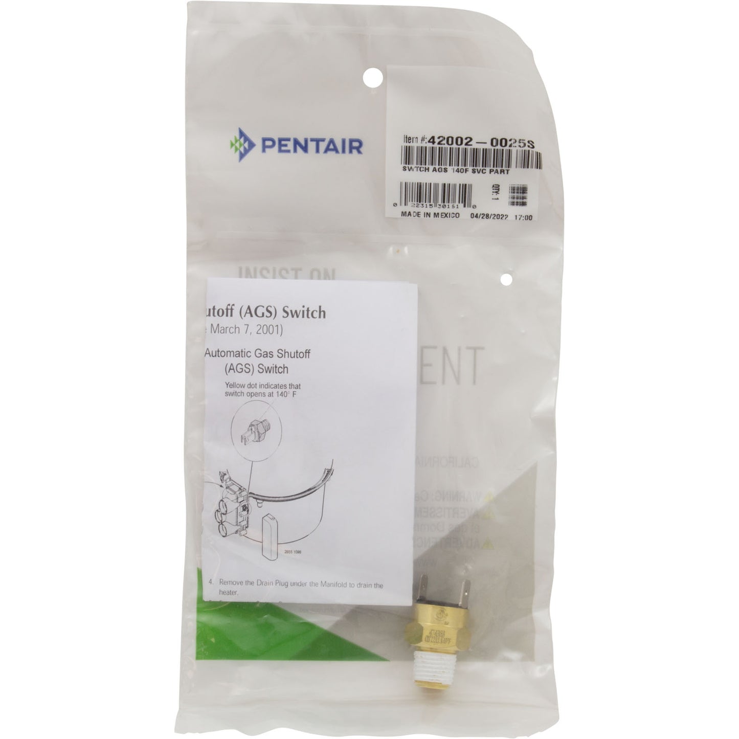 Gas Shutoff Switch, Pentair Max-E-Therm/MasterTemp