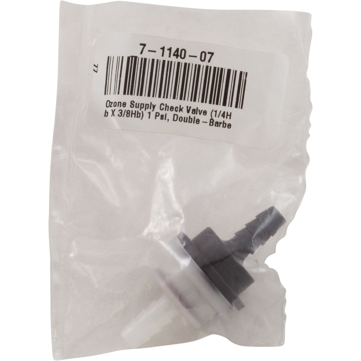 Clapet anti-retour d'alimentation en ozone (1/4Hb X 3/8Hb) 1 Psi, double barbe