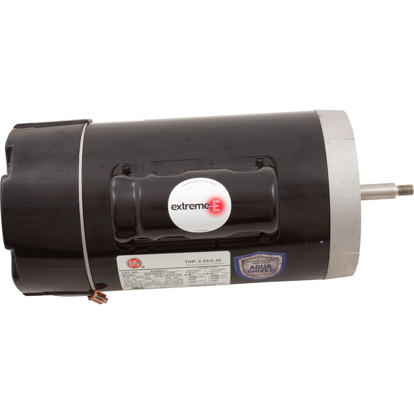 Motor, motor estadounidense, 1,5 hp, 230 V, 2 velocidades, 56 JFr, C-Face, completo