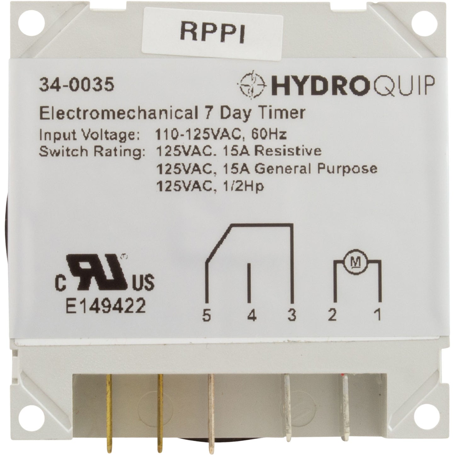 Timer, Grasslin Repl, SPDT, Panel Mount, 115v, 7day