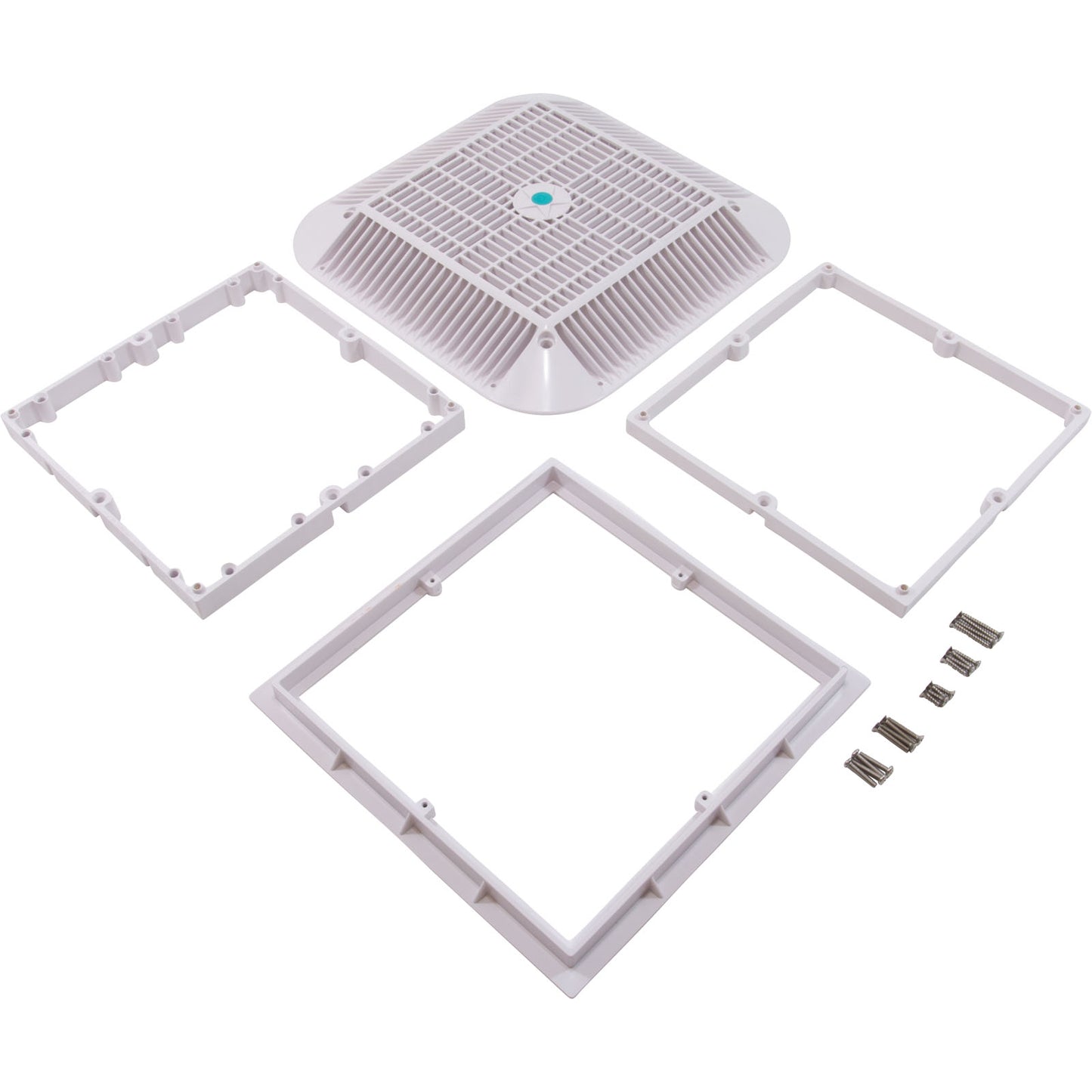 Main Drain Grate, Aquastar Retro Wav, 12" x 12" Square, Wht