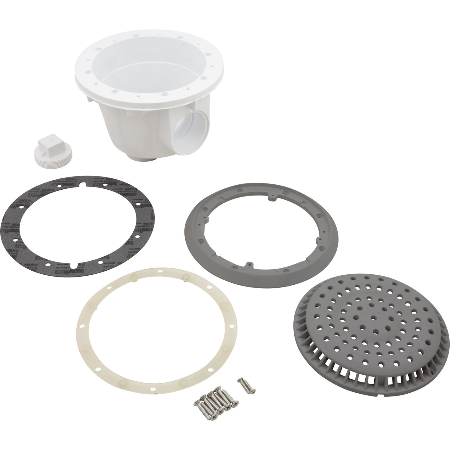 Main Drain, WW Anti Vortex, 8" Round, Vinyl, 2"s, Gray