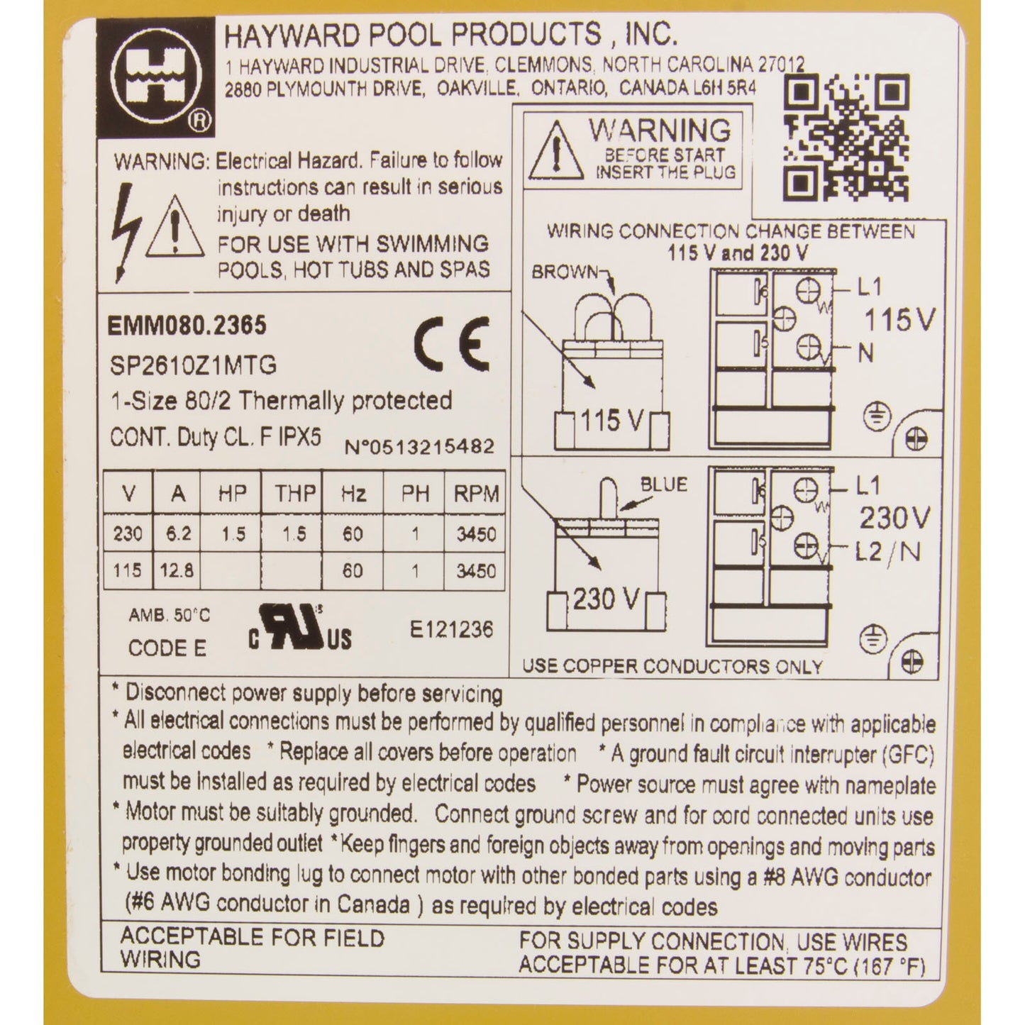 Motor, Hayward Super Pump, 1.5 HP, C FLG, TEFC