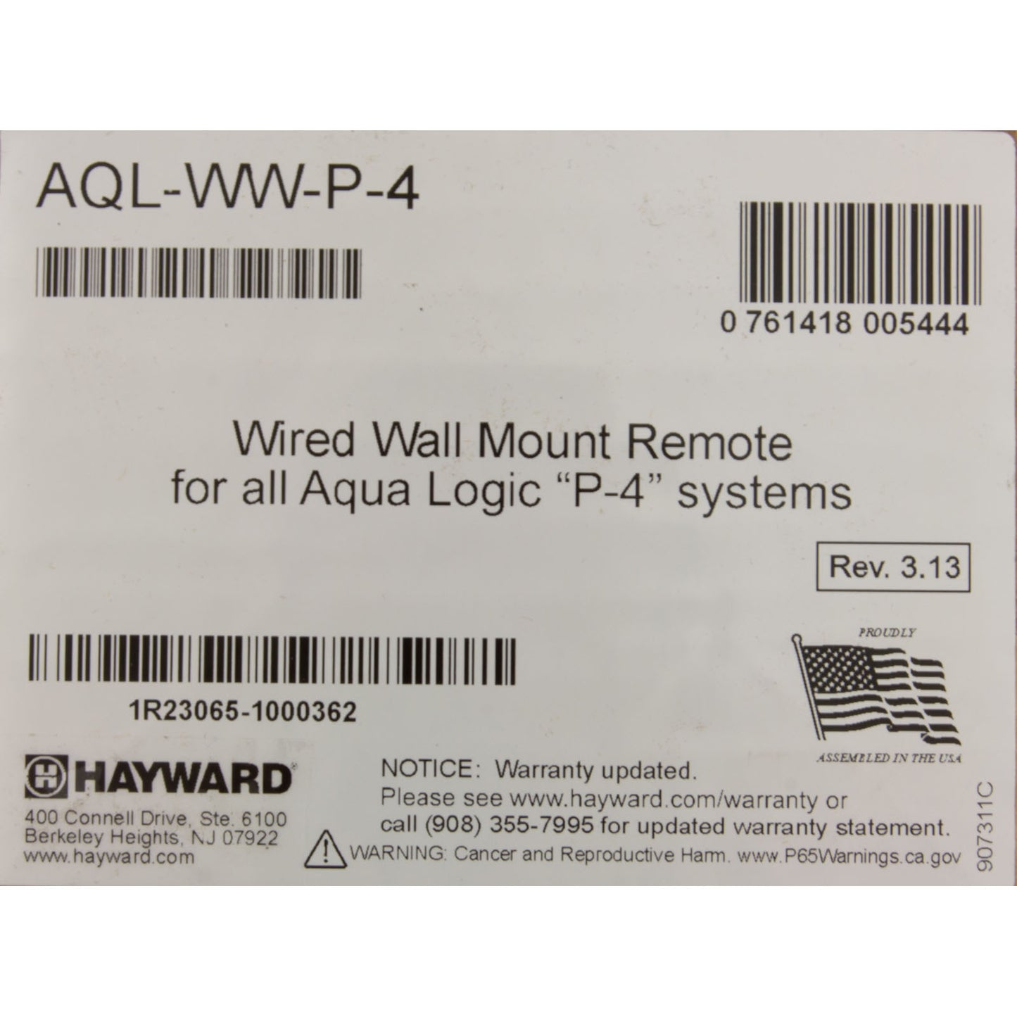 Remote-Wired, Wall Mount P-4 Only