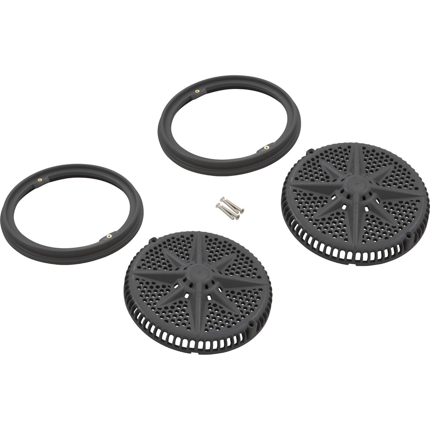 Main Drain Grate, PentStarGuard, 8", 112gpm, DrkGry, qty2, Sh Ring