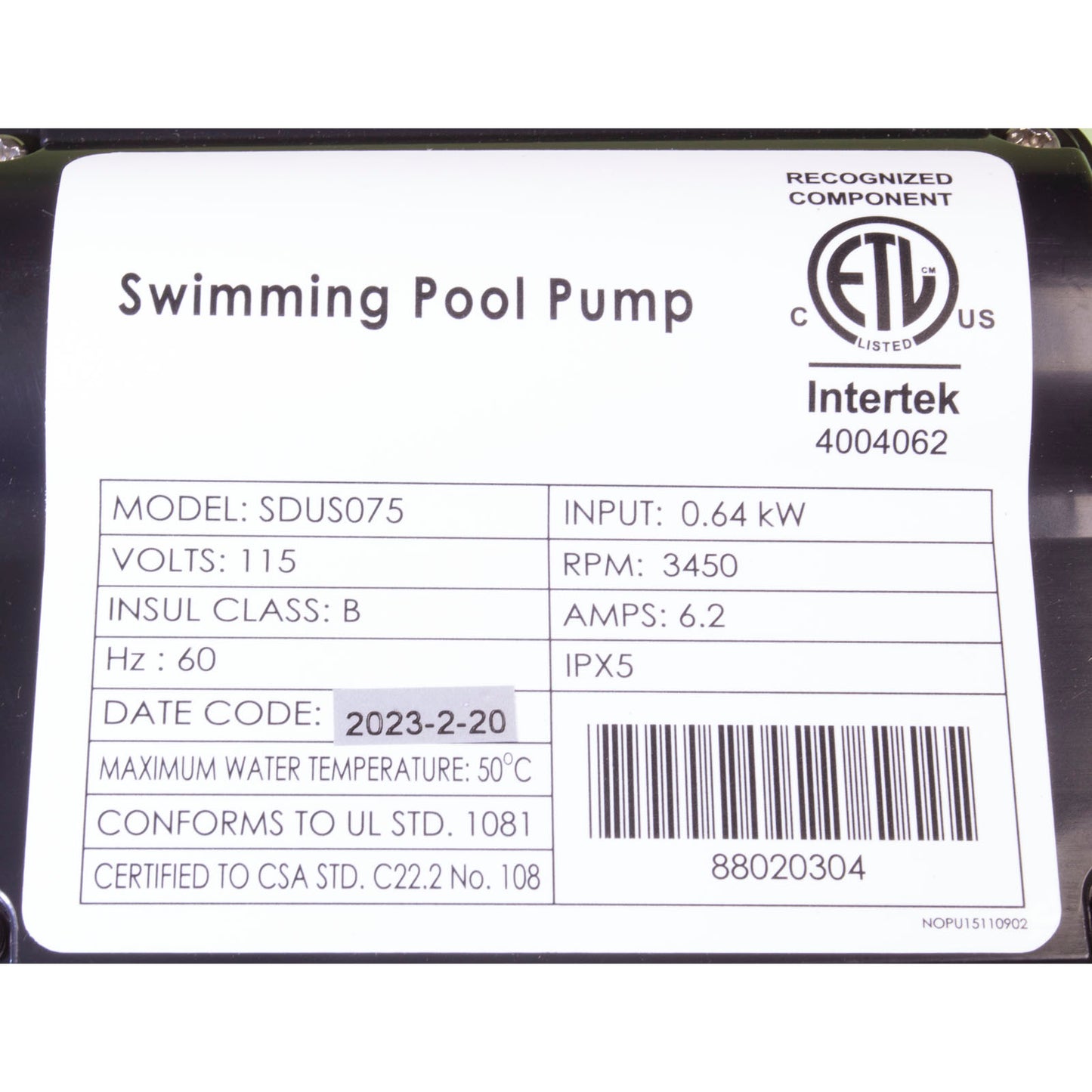 Pump, AquaPro AL75, 0.75 Horsepower, 115v