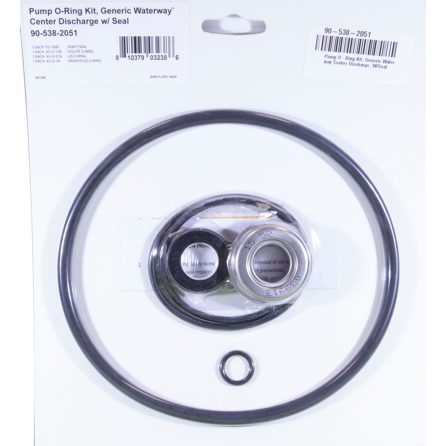 Pump O-Ring Kit, Generic Waterway Center Discharge, W/Seal