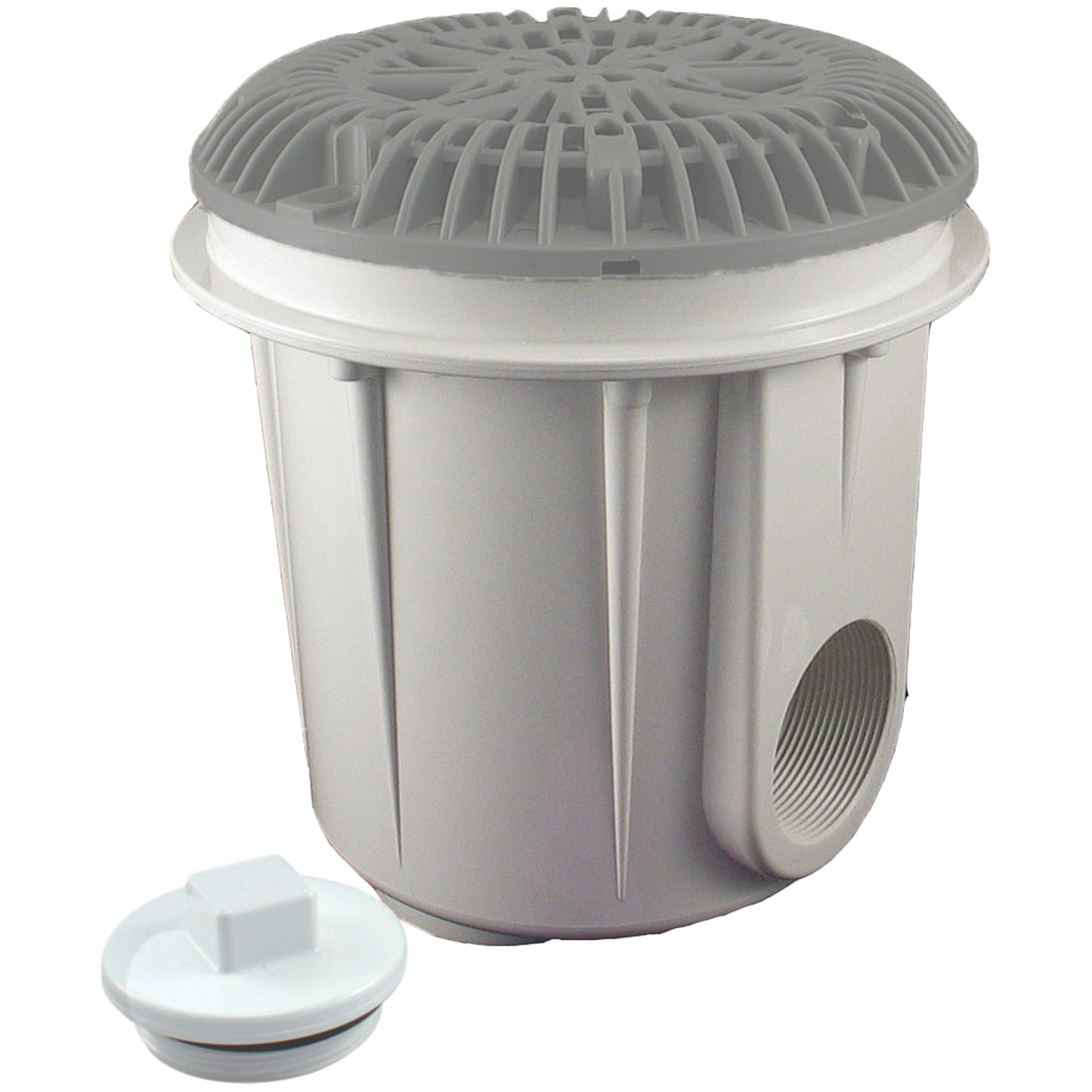 Gunite Pool Main Drain With Galaxy Av Lid, Gray