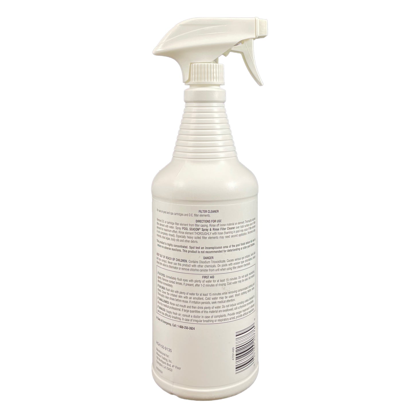 Pool Season 47251480 1 qt Spray 'N Rinse Filter Cleaner Bottle