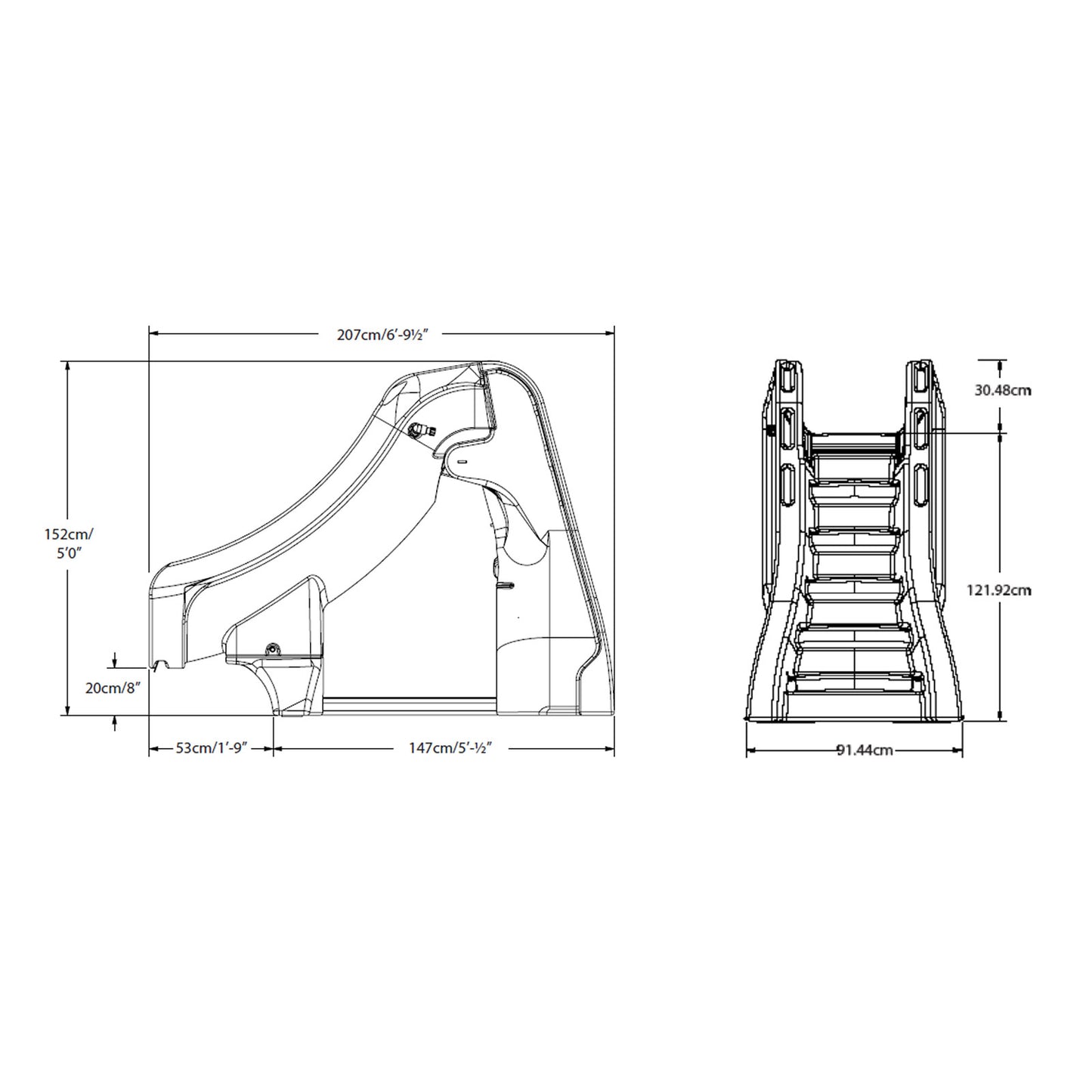 660-209-5810 Glissière de piscine creusée amovible SR Smith Slide Away Taupe