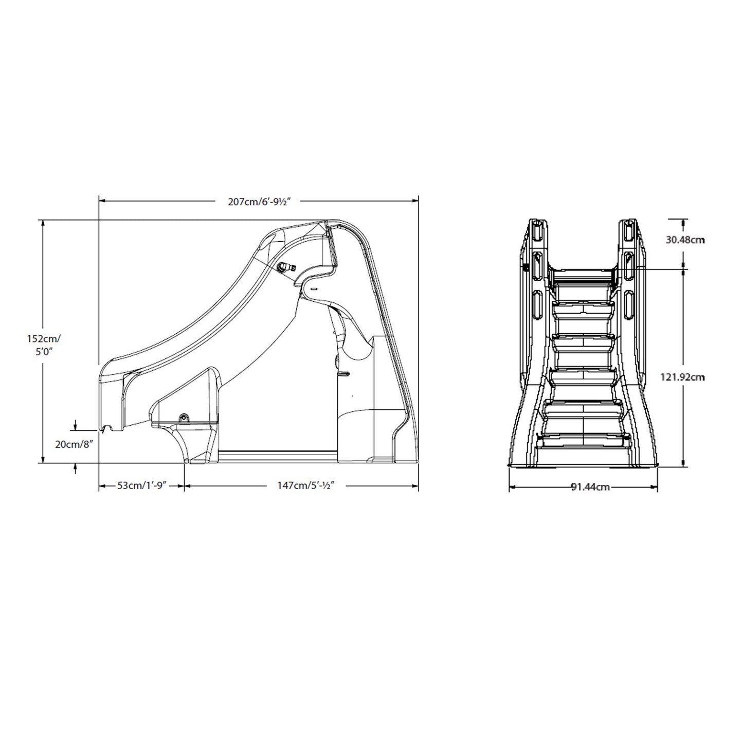 660-209-5820 Tobogán para piscina enterrada extraíble Slide Away SR Smith gris topo