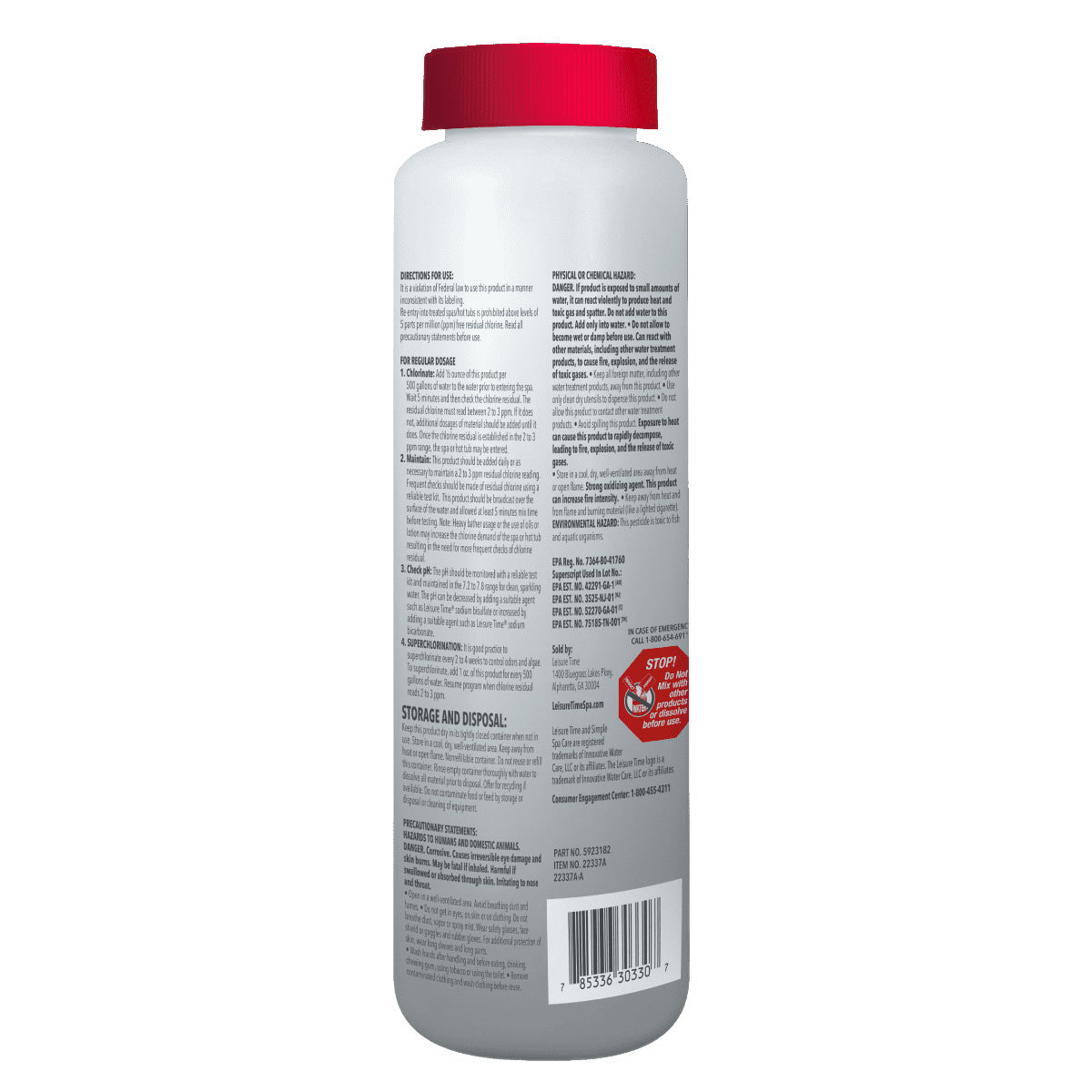 2 Lb Spa 56 Chlorine Granular, Leisure Time, 22337A