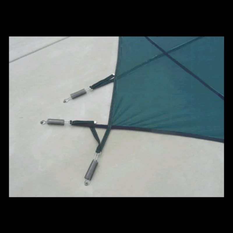 16' x 32' Green Royal Mesh Rectangle Safety Cover with 4' x 8' Center End Step