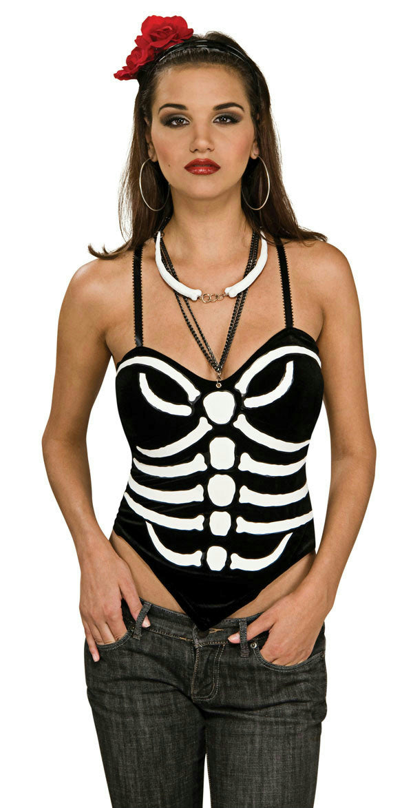 Secret Wishes Women's Day of the Dead Bone Print Costume Corset Size Small 2-6