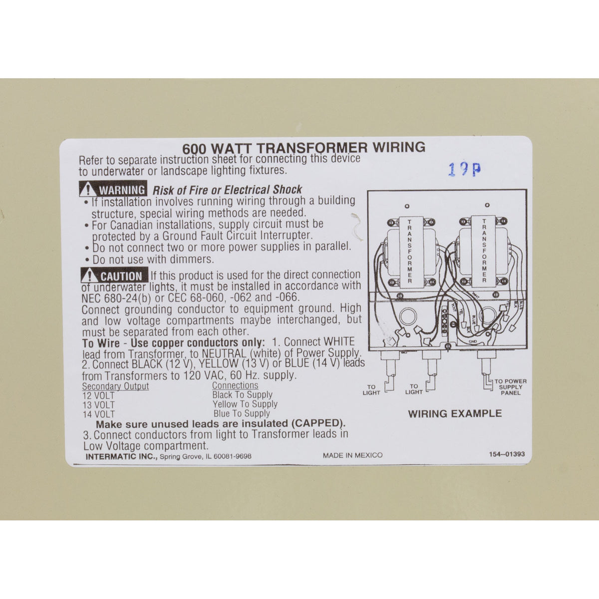 Intermatic PX600 Pool Light Transformer, 600W, view 6