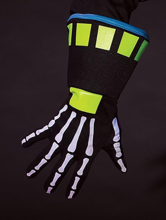 Ravin' Neon Skeletech Skeleton Adult Gloves Black Light Glow