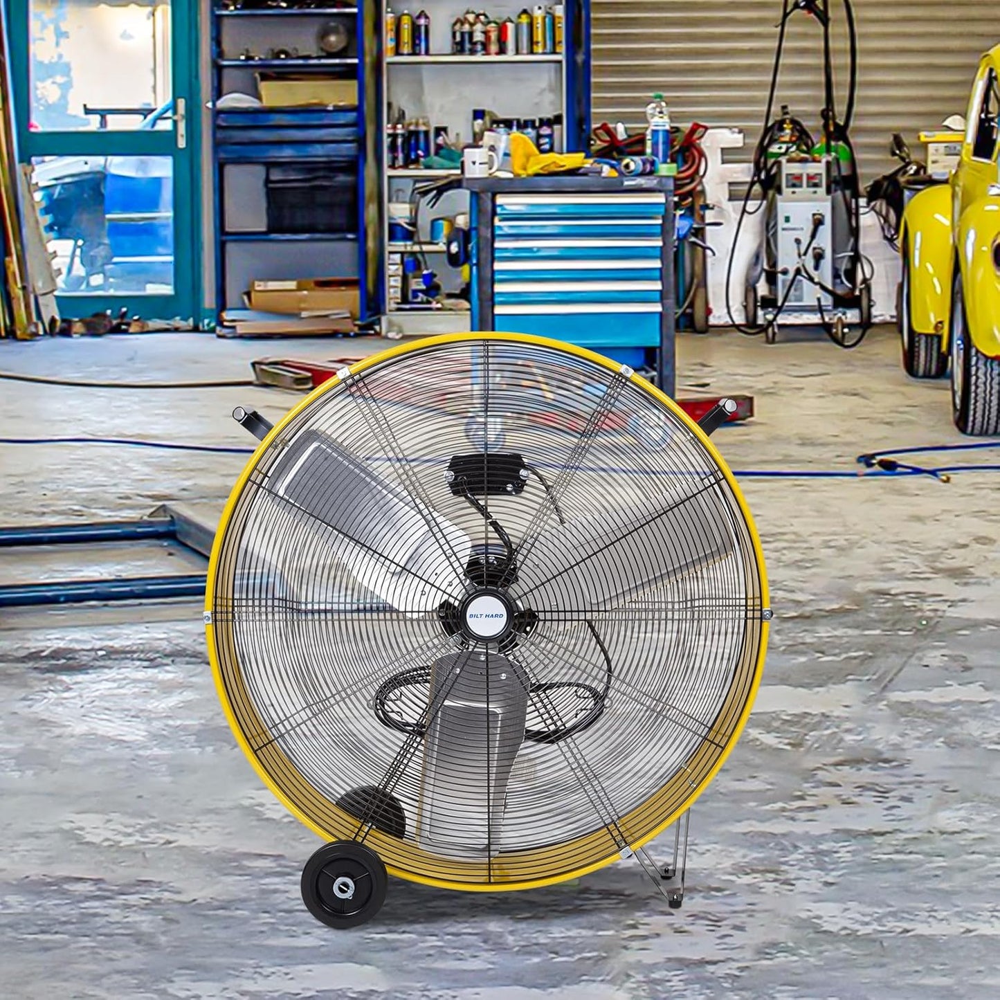BILT HARD 30" 13000 CFM High Velocity Drum Fan: 2-Speed Heavy Duty Industrial Fan, UL Listed (Yellow)