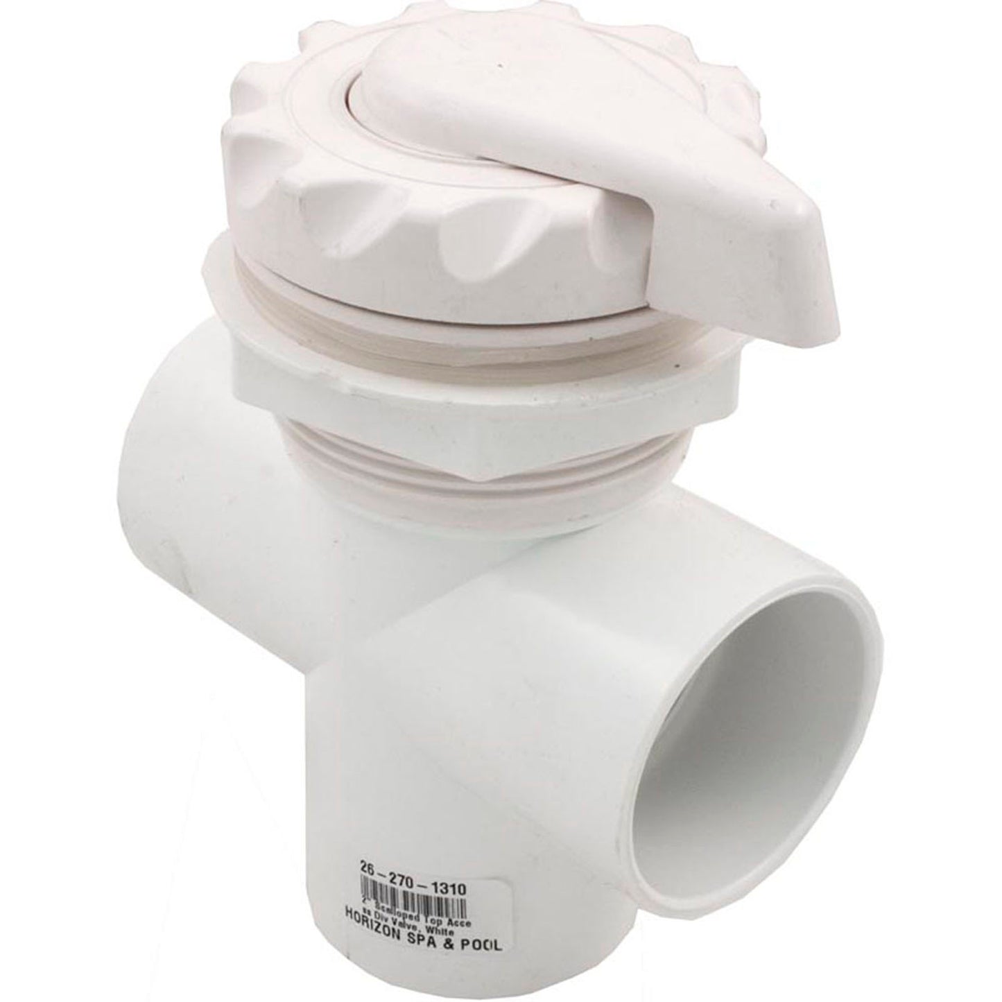 Diverter Valve, WW, 2", 2 Port, Top Mount, Scalloped, White