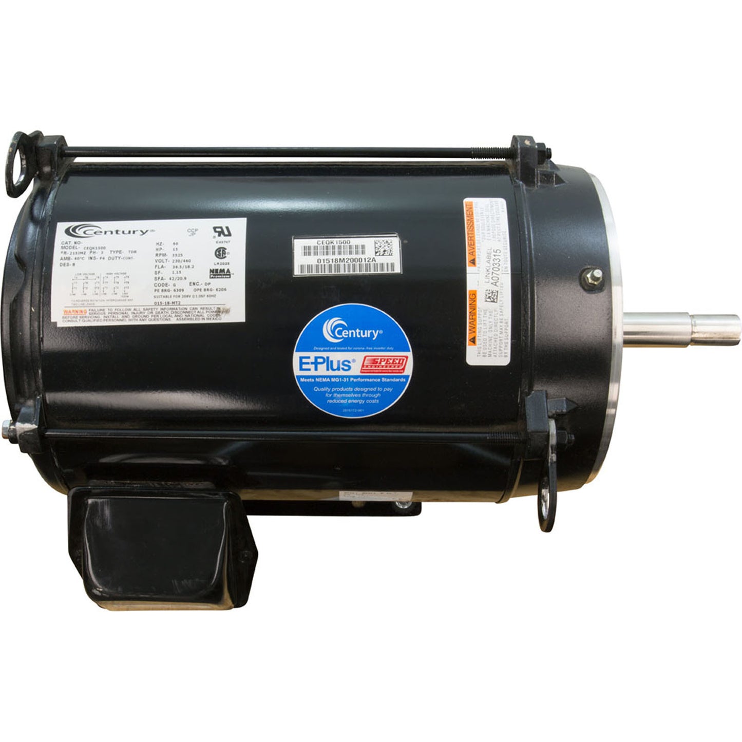Motor, Century, 10.0hp, 230v/460v, 1-Spd, 3 Phase, EQ Series