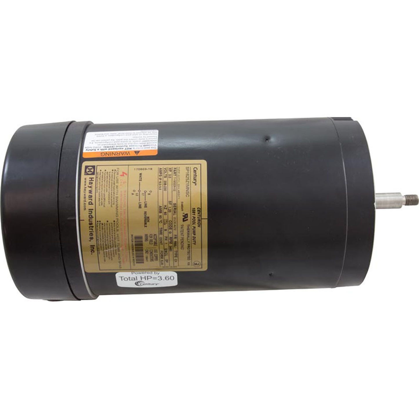 Motor, Hayward NorthStar, 3.0hp, 1-Spd, 208-230v, Up Rated