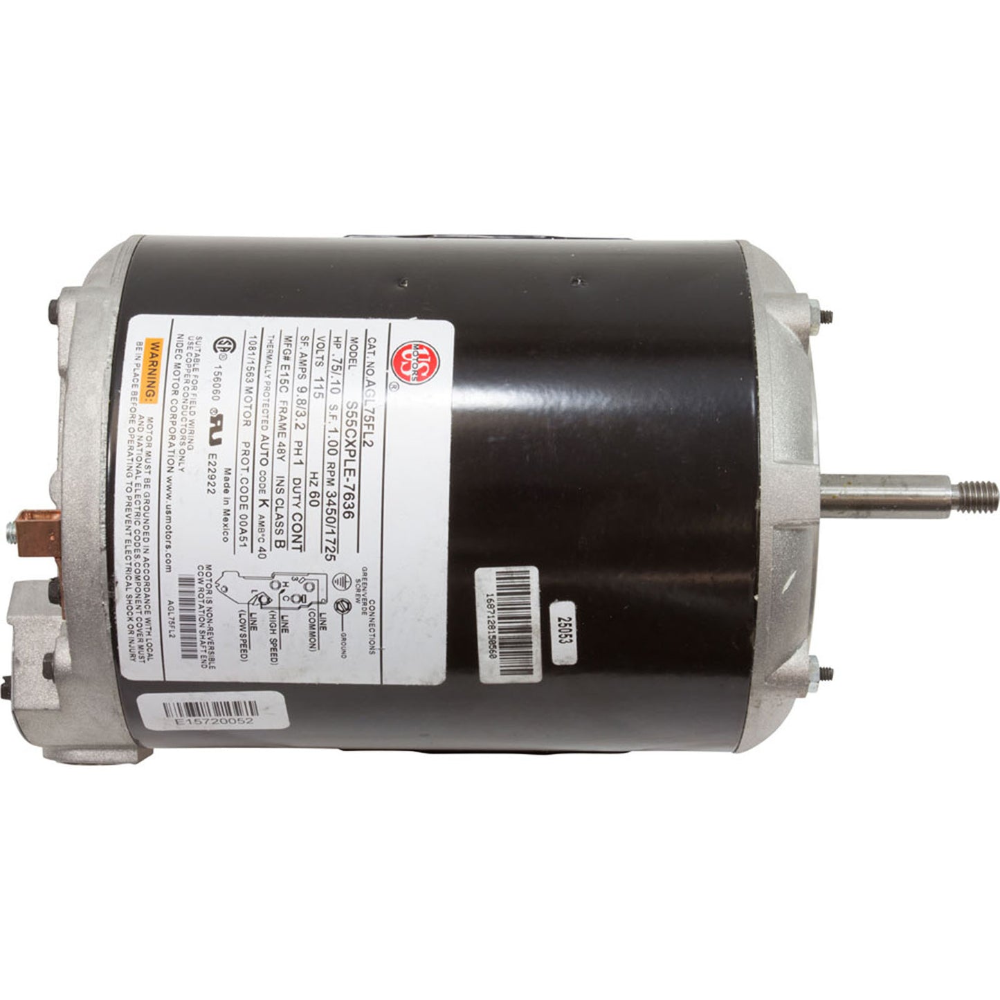 Motor, Nidec/US Motor, 0.75hp, 115v, 2-Speed, 48Y Frame
