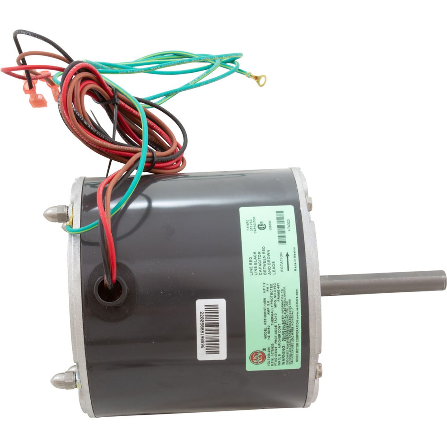 Fan Motor, Pentair UltraTemp Heat Pump 140/140HC, w/ Nut
