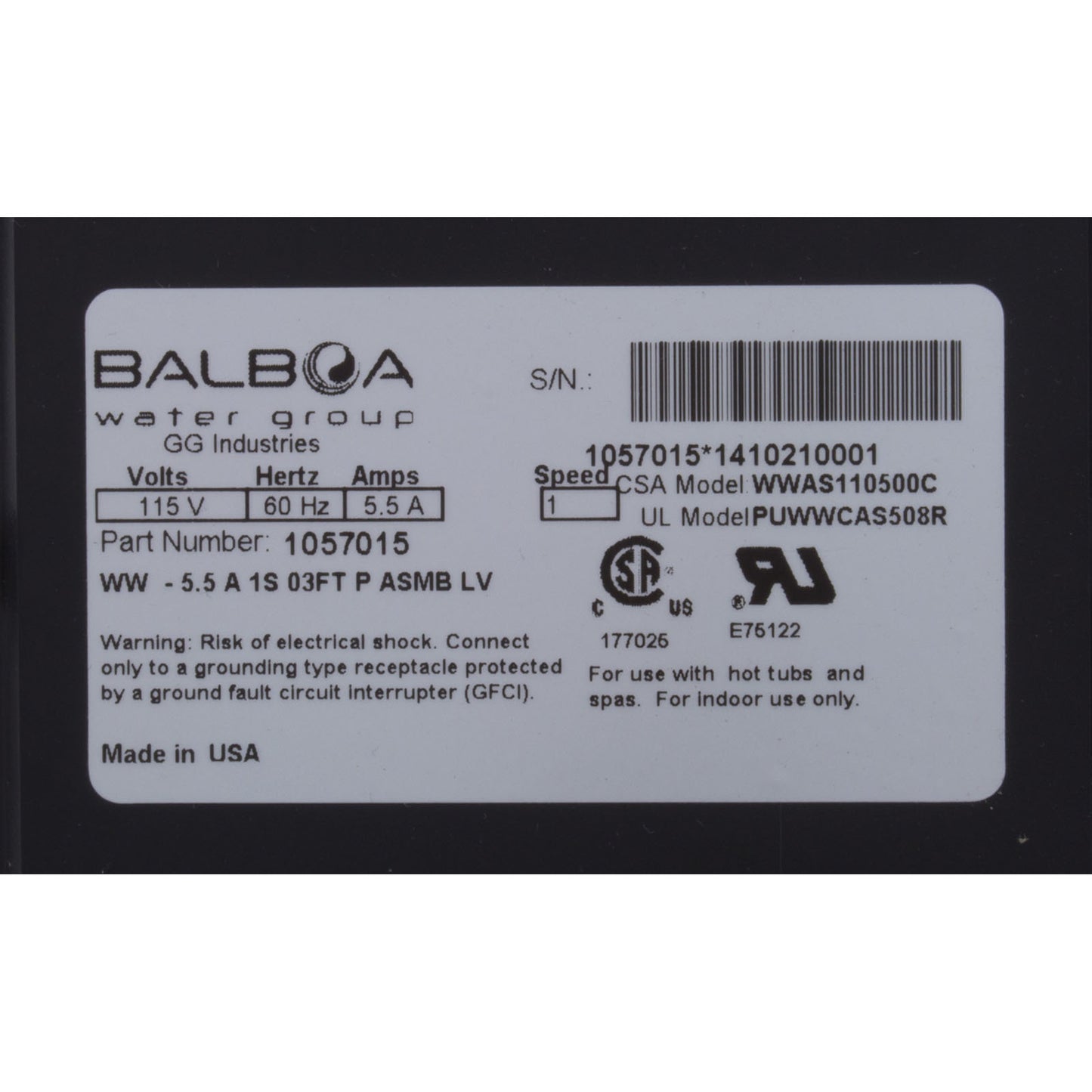 Pump, Bath, Balboa Wow, 5.5A, W/ Air Switch