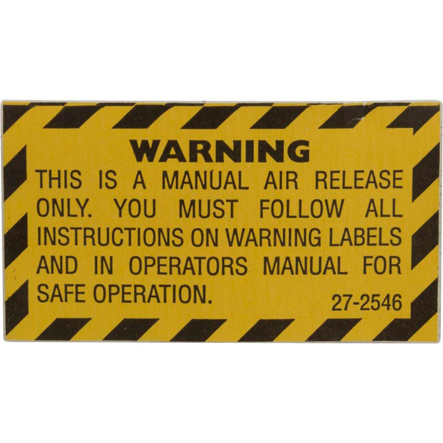 Warning Label, PacFab Pent Nautilus Plus/Triton C-3, Air Rlf