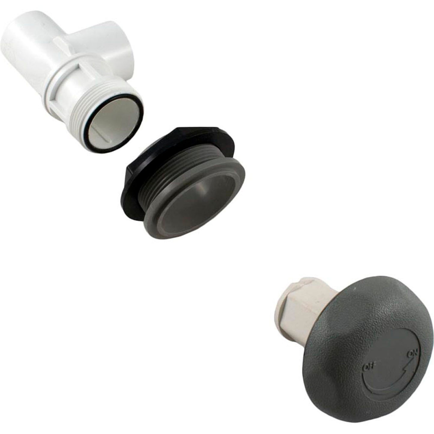 Válvula de encendido y apagado, vía fluvial, conexión de 1" x conexión de 1", puerto único, gris