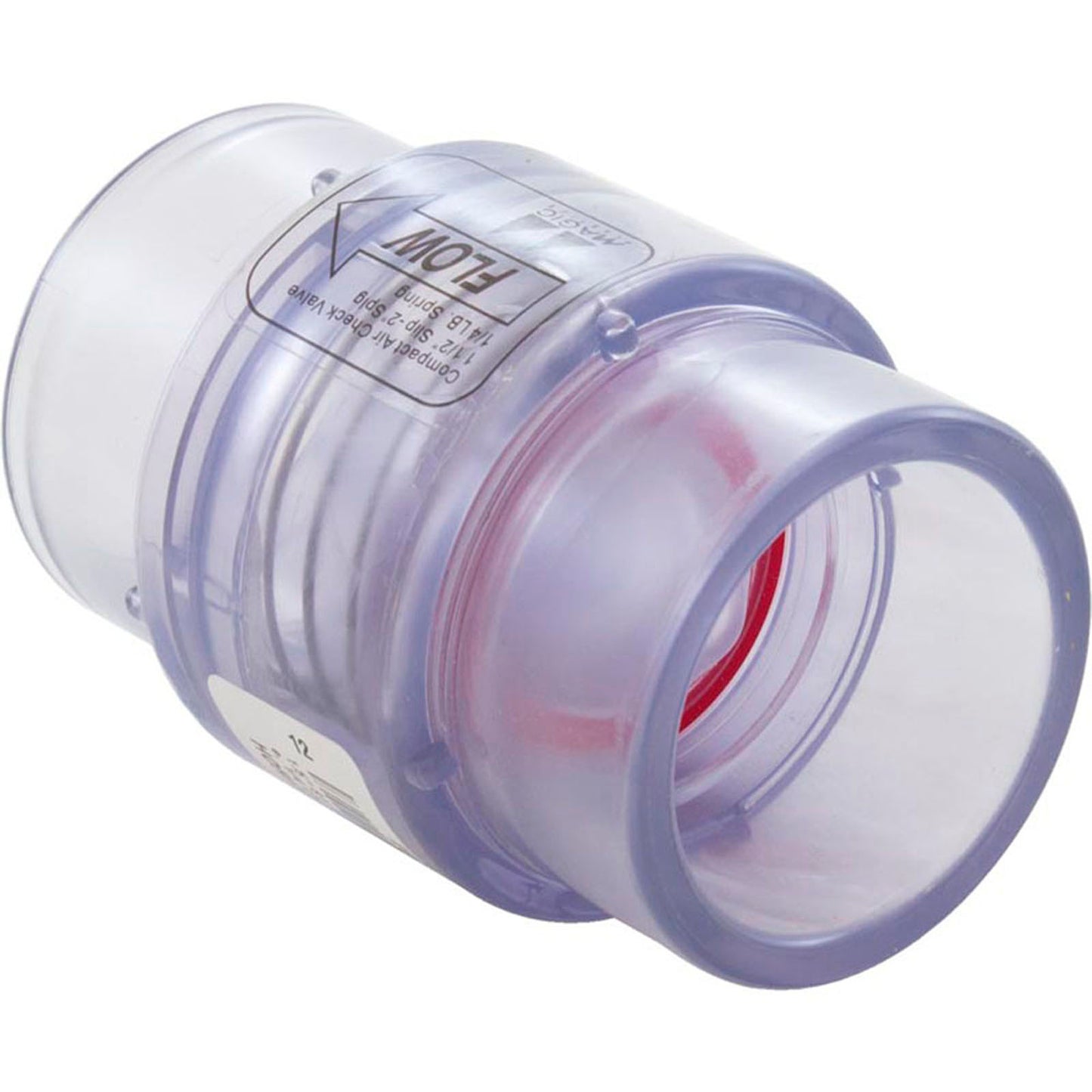 Check Valve, Magic Plastics, 1-1/2"s x 2"spg, 1/4 lb., Clear