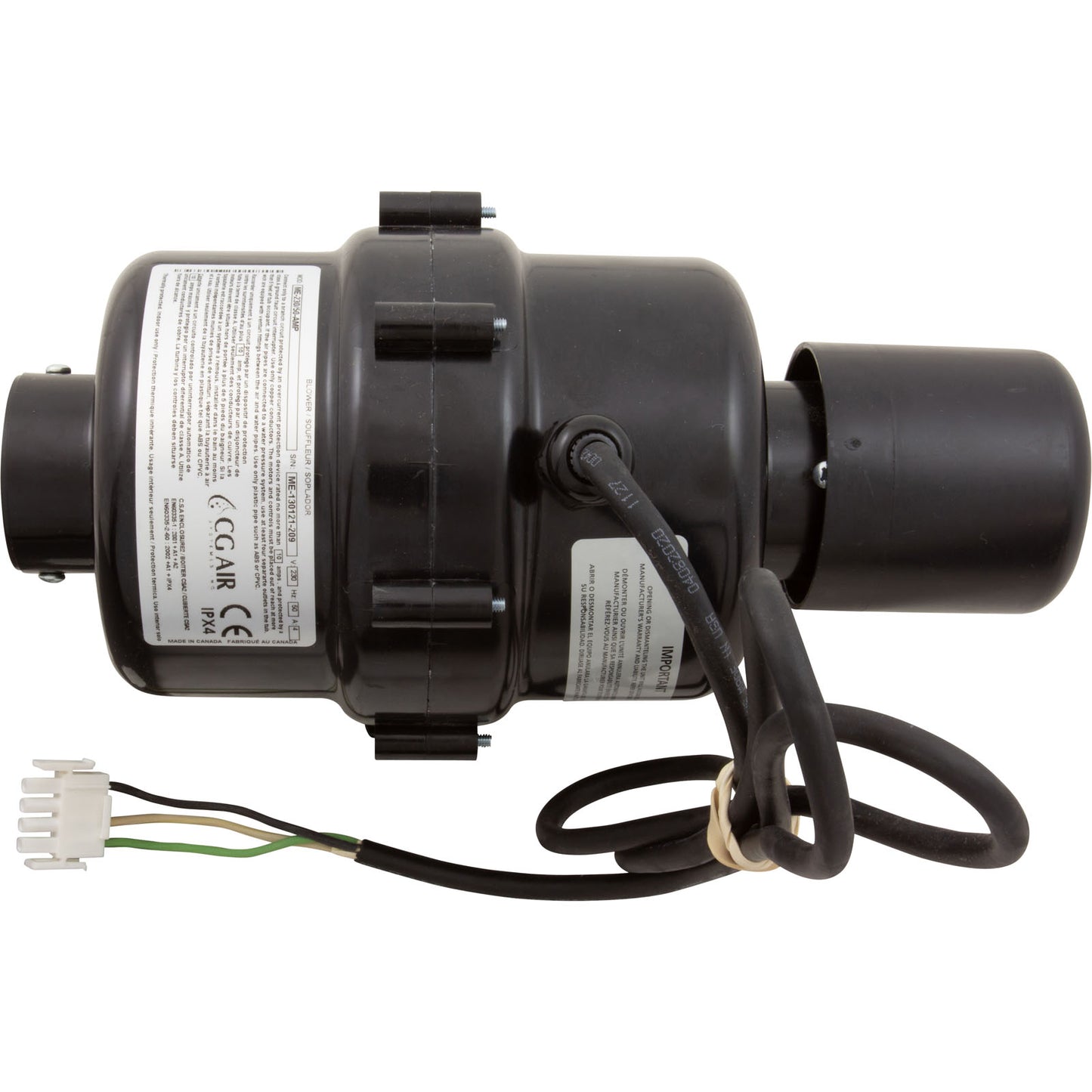 Blower, CG Air Millenium 3, 115v, 7.0A, 3-Spd, 3ft AMP, Heater, AS
