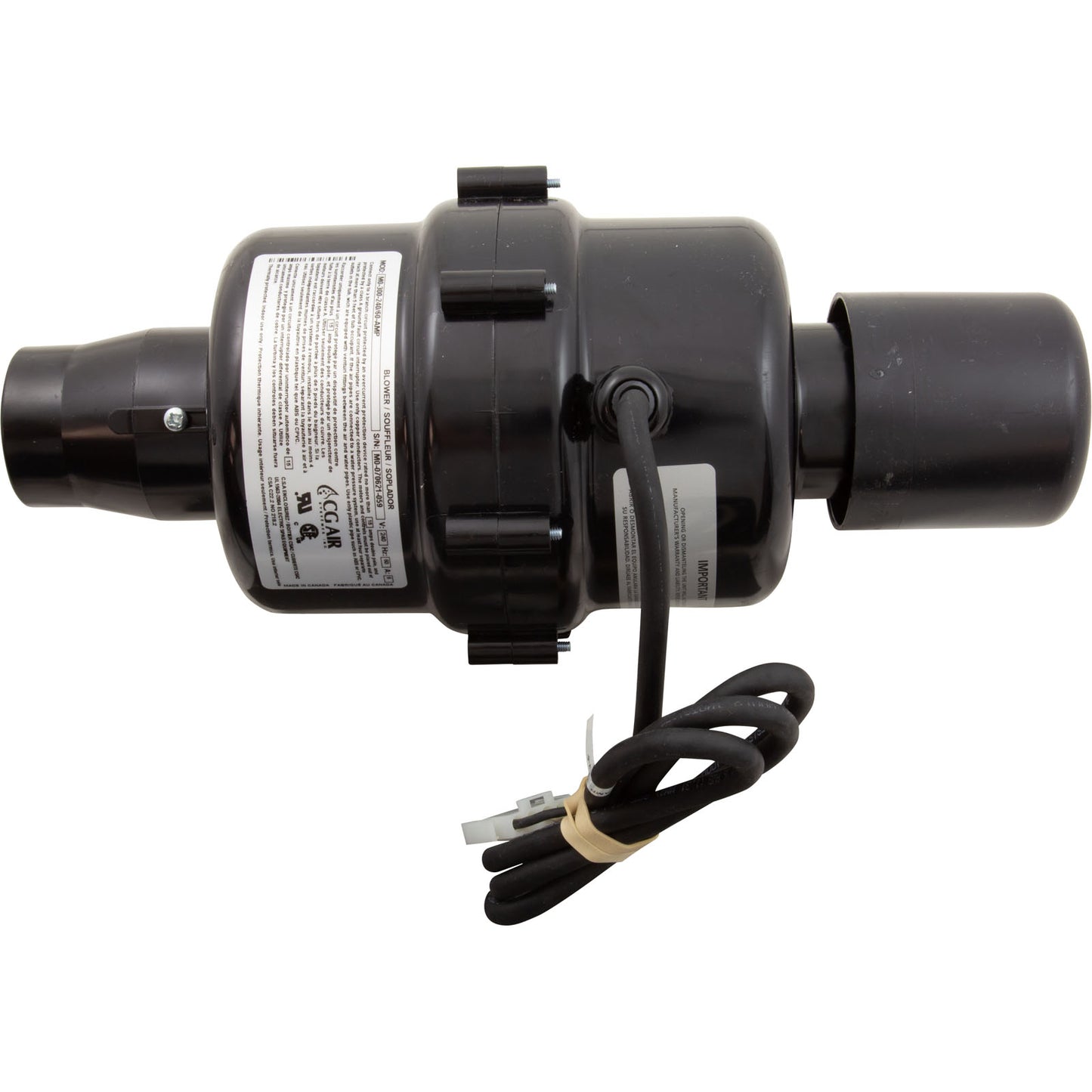 Blower, CG Air Millenium O, 230v, 6.0A, Heater, 3' AMP, w/Muffler