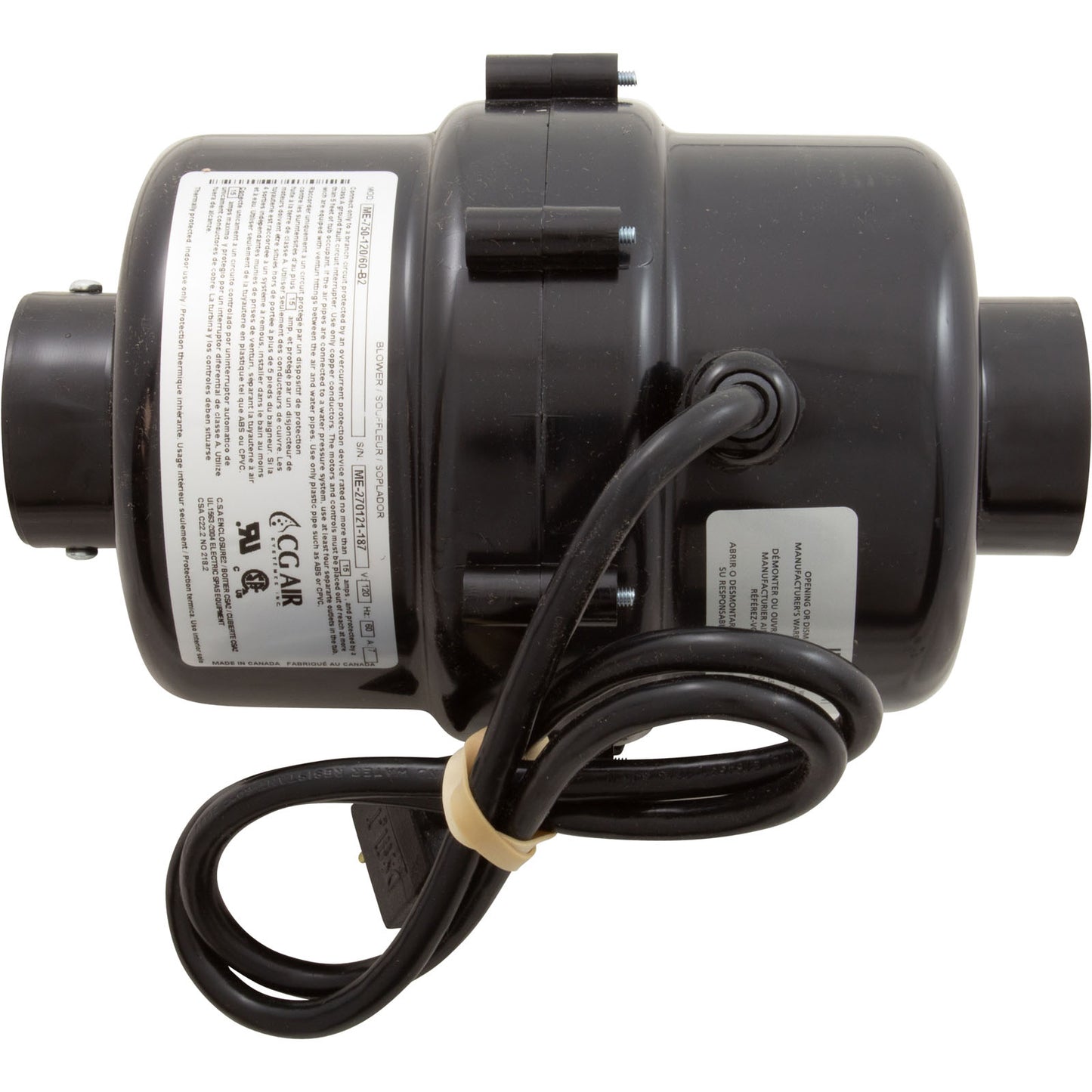 Blower, CG Air Millenium Eco, 115v, 7.0A, 3ft Molded Cord
