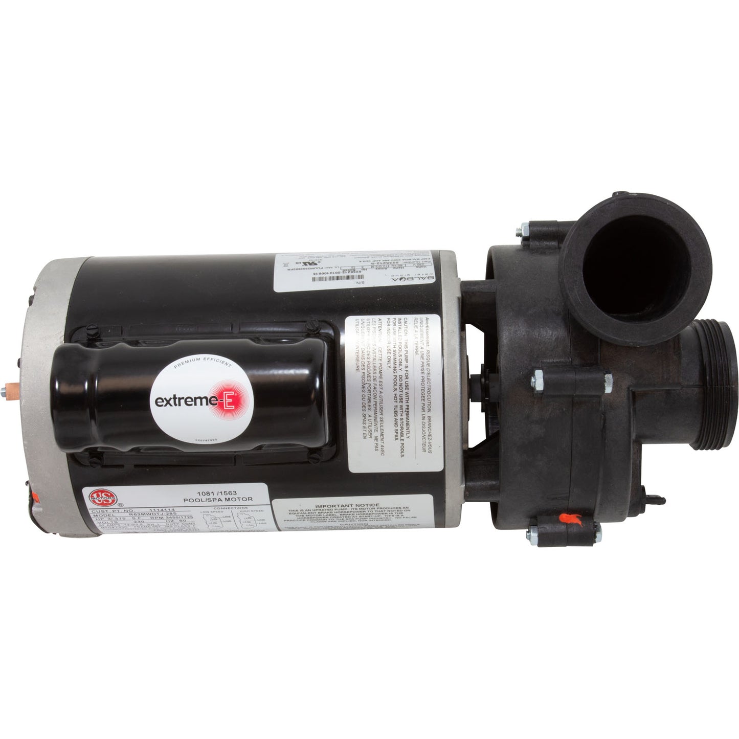 Pump, BWG Vico Ultimax, 3.0hp, 230v, 2-Spd, 56fr, 2", Side Disch