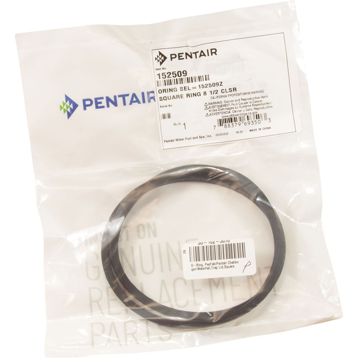 O-Ring, PacFab/Pentair Challenger/Waterfall, Trap Lid, Square