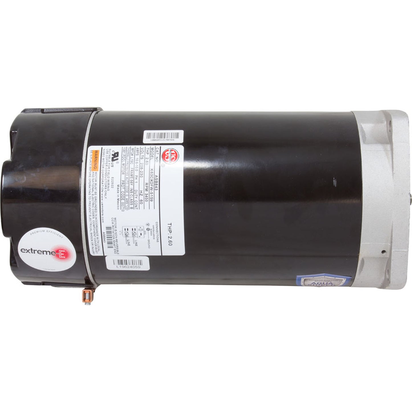 Motor, US Motor, 2.0hp, 208-230v, 56YFr, SQFL, Full, PE