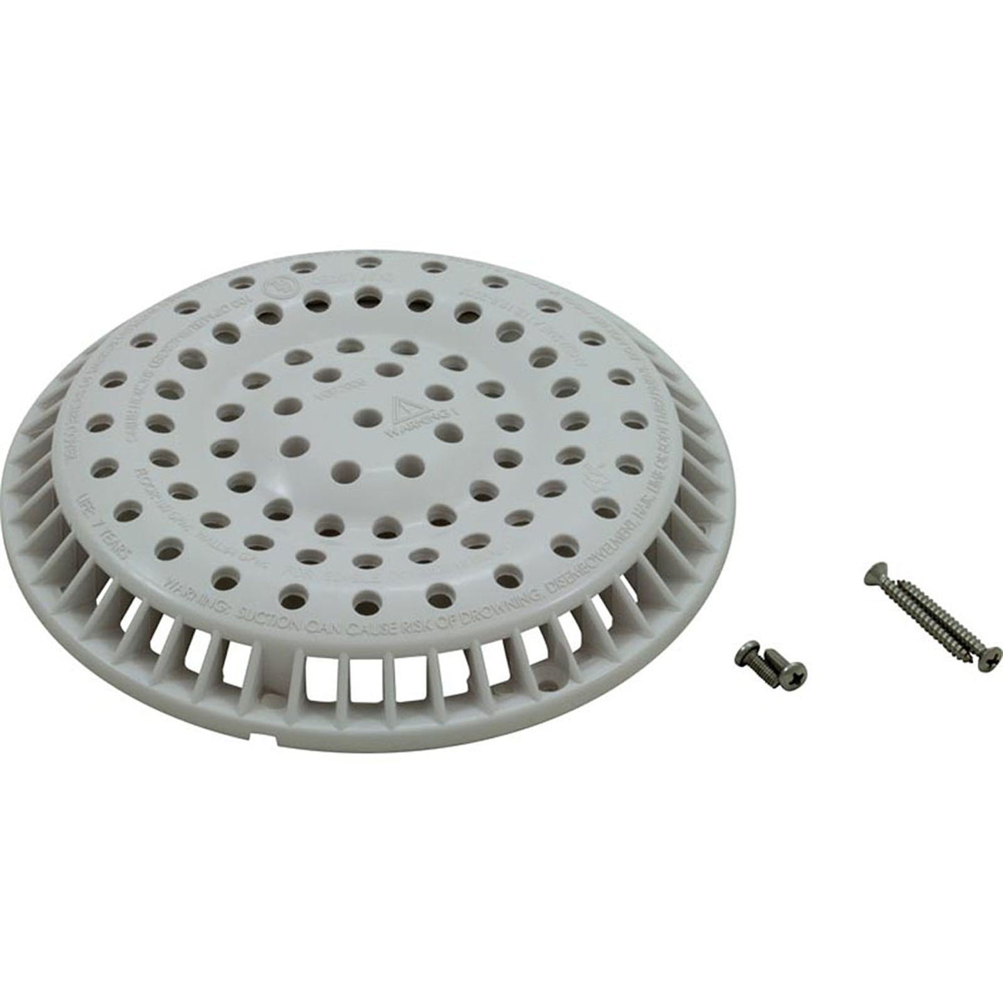 Drain principal, anti-vortex WW, 8" rond, pistolet, 1-1/2", fond, blanc