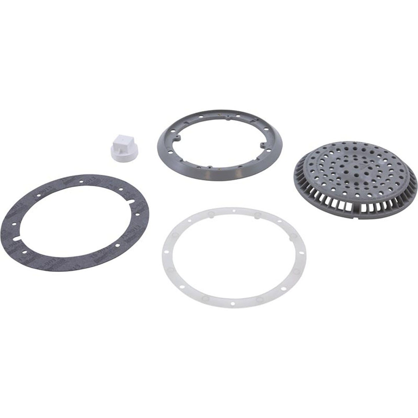 Drenaje principal, WW Anti Vortex, 8" Rnd, vinilo, 1-1/2", gris