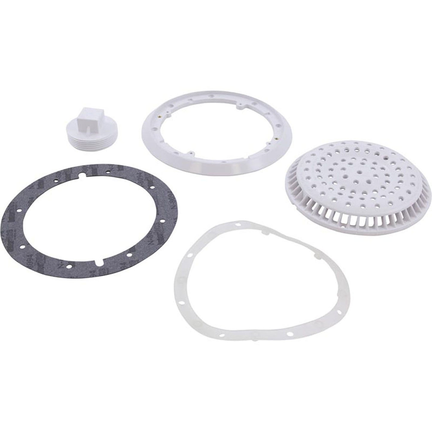Main Drain, WW Anti Vortex, 8" Rnd, Vinyl, 2-1/2"fpt, White