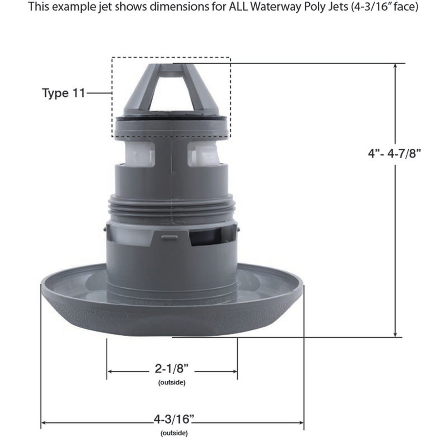 Jet Intl, WW Poly Jet, 4-3/16"fd, Roto, Textured Scal, Blk