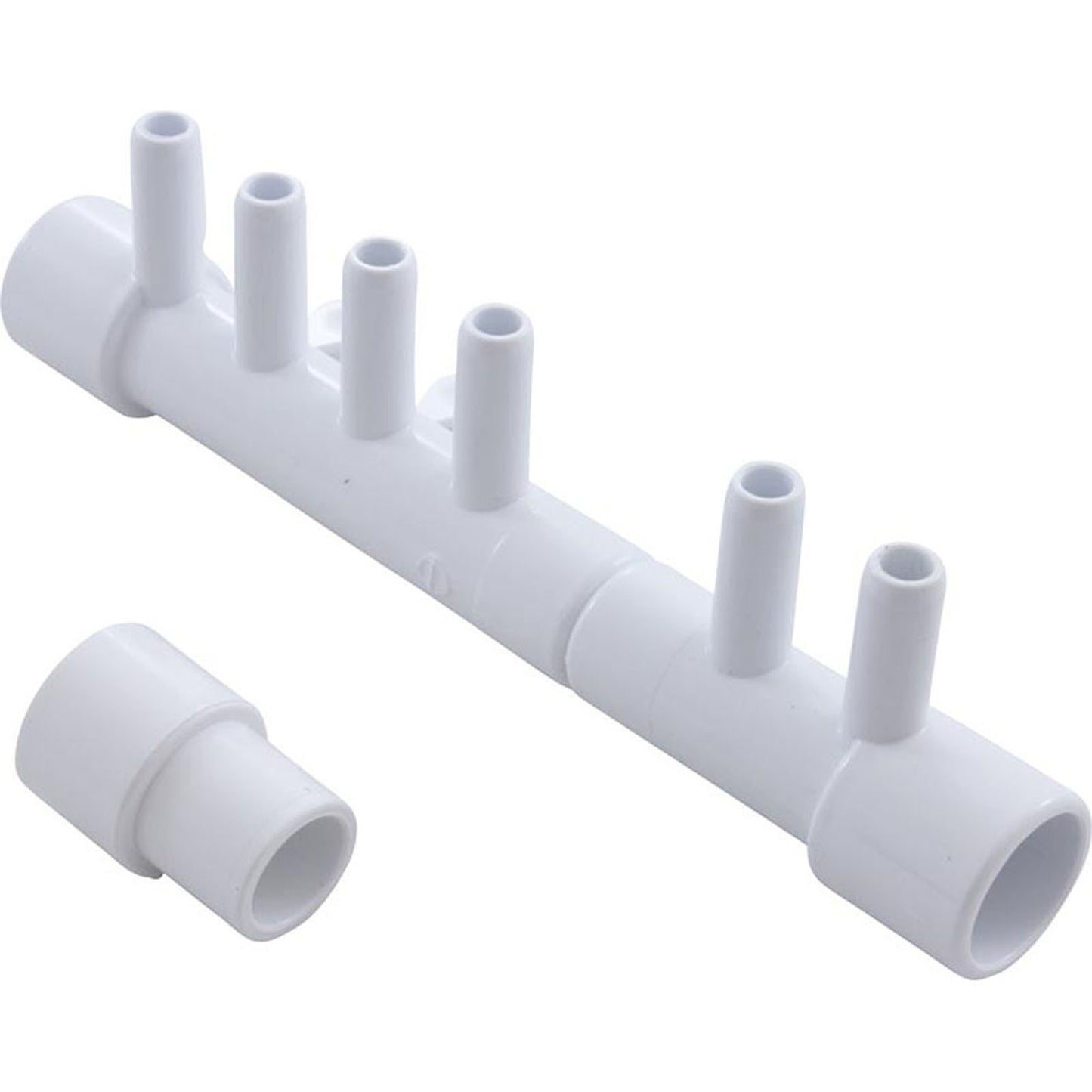 Manifold, 3/8"b, 6 Port, Flow Thru, 1/2"s x 1"spg