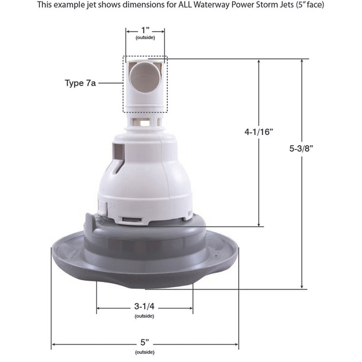 Jet Intl, WW Power Storm, 5"fd, Massage, Smth, White