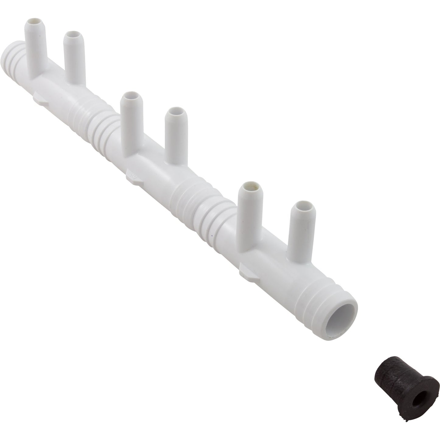 Manifold, 3/8"sb, 6 Port, Flow Thru, 3/4"b x 3/4"b