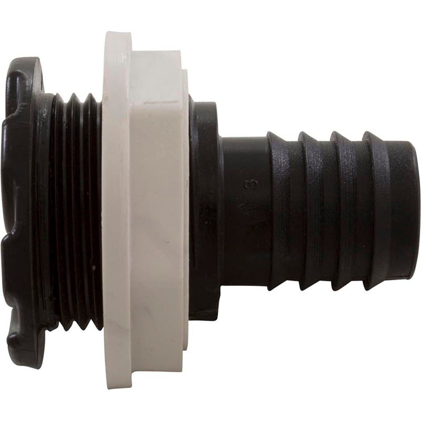 Bulkhead Fitting, Waterway, 3/4" Barb, Swirl, Black